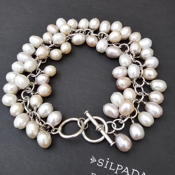 FLASH SALE! Silpada Pink Silver Champagne Pearl Cha Cha Sterling Silver Bracelet - Picture 2 of 15